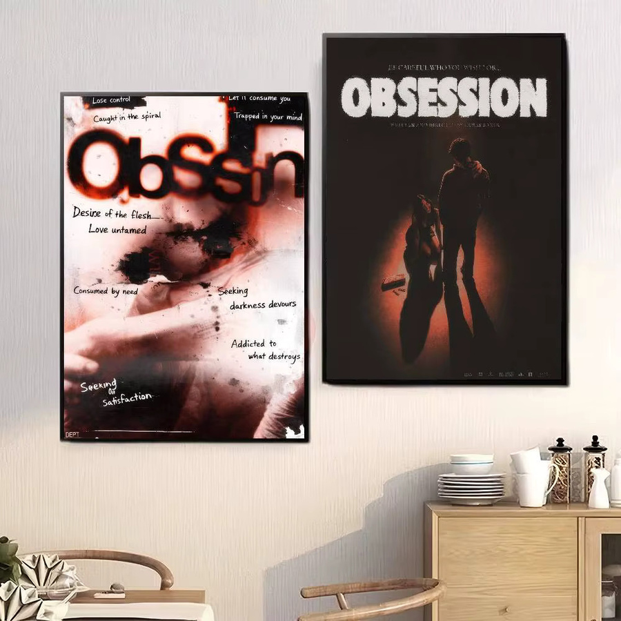 Obsession Film 2026 Vintage Poster Wandkunst aus weißem Kraftpapier im Gothic Horror Stil - Bild 2