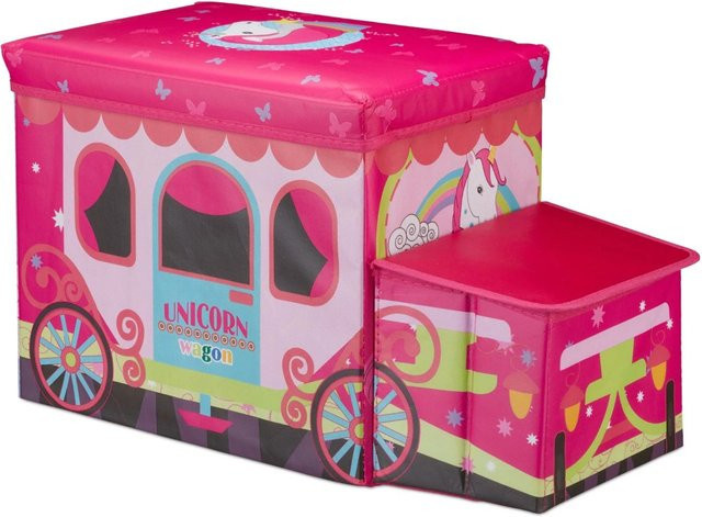 Relaxdays Sitzbox Unicorn, gepolsterte Sitzbox für Kinder, mehrfarbig, B/T/H: 33 x 27 x 56 cm - Bild 1