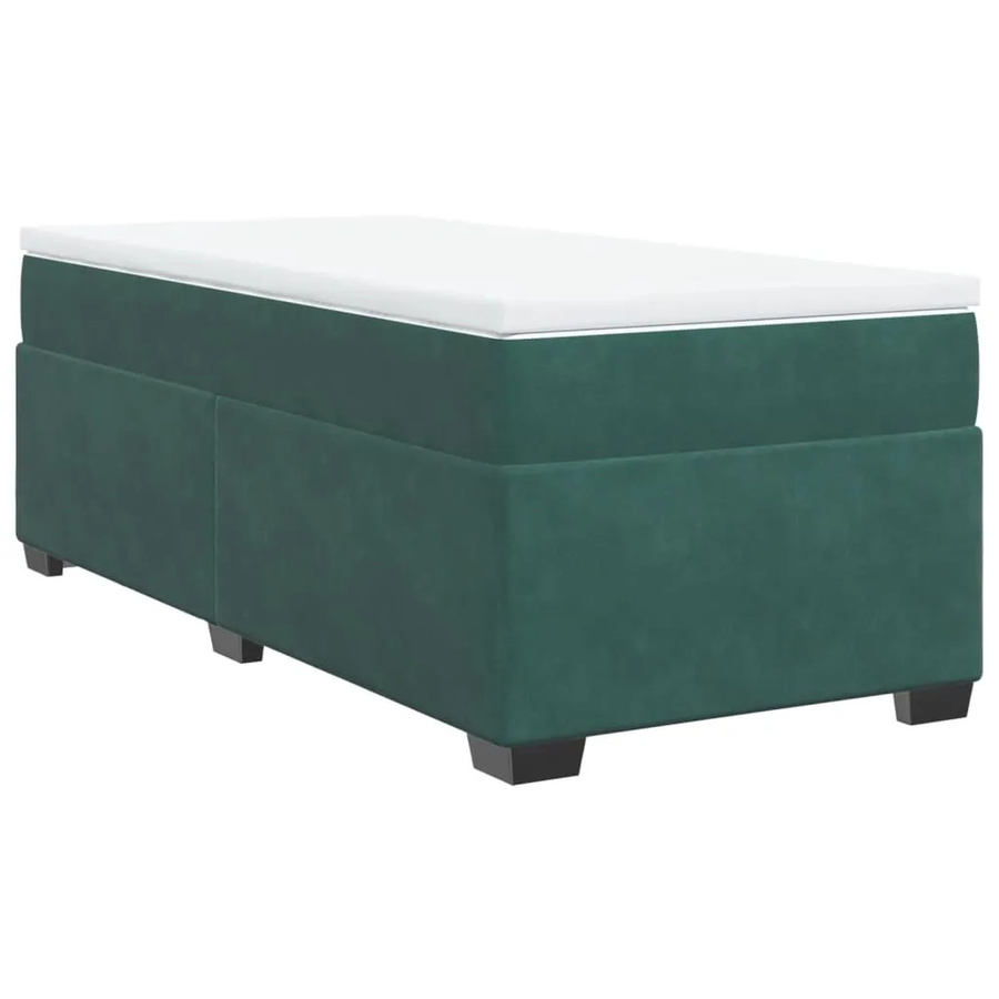 vidaXL Boxspringbett mit Matratze in Dunkelgrün aus Samt, Hybridbett mit Taschenfederkern, B/T: 100 x 200 cm - Bild 2