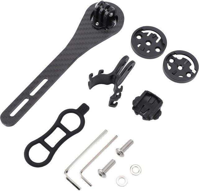 SIKW Multifunktionale Vorbau Fahrradcomputerhalterung aus Carbonfaser in Schwarz - Bild 1