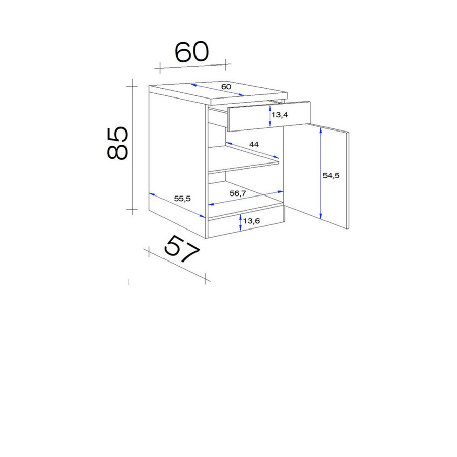 Flex-Well Küchenunterschrank Morena in San Remo Eiche und Basaltgrau matt, B/H/T: 60 x 85 x 60 cm - Bild 3