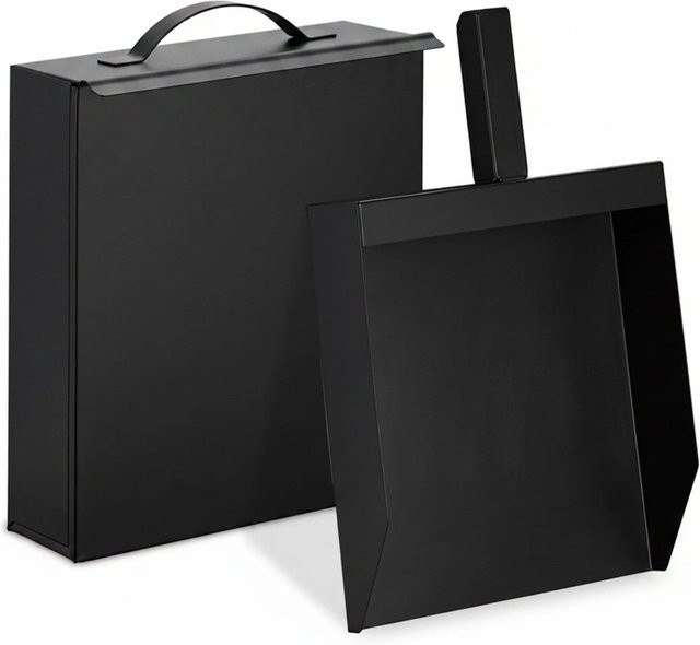 Relaxdays Ascheeimer aus Stahl mit Schaufel, Schwarz, B/T/H: 9 x 23,5 x 35 cm - Bild 1