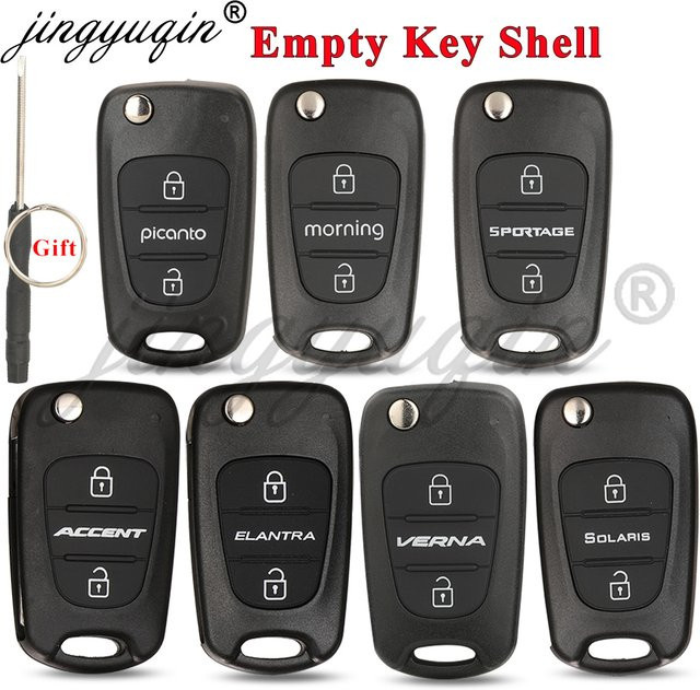 Jingyuqin Flip Autoschlüssel Shell Gehäuse in Schwarz für Kia Hyundai Picanto Morgen Sportage Accent Elantra Verna Solaris - Bild 1