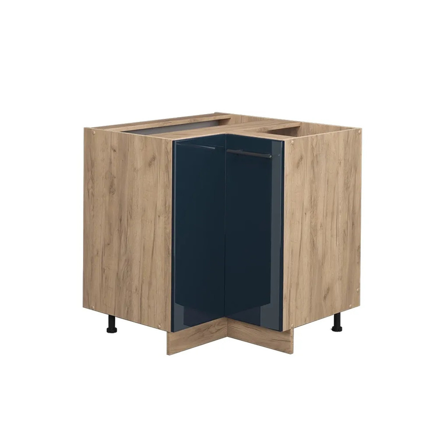 Vicco Eckunterschrank Fame-Line Eiche Dunkelblau Hochglanz ohne Arbeitsplatte Höhe: 87 cm - Bild 3