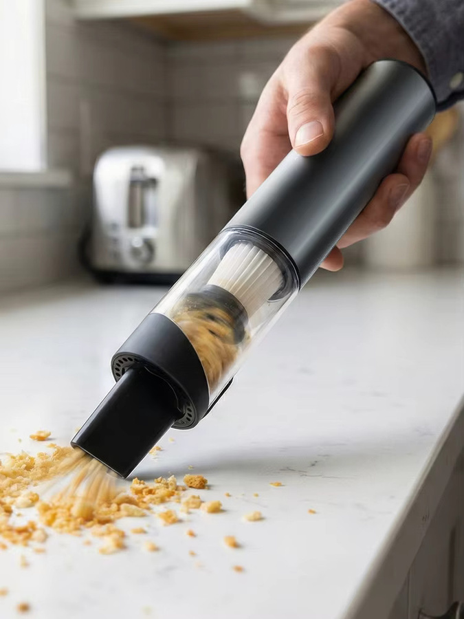ROUNY Hand-Mini-Akku-Staubsauger mit Gebläsefunktion, bürstenlos, 70 W, Grau - Bild 7