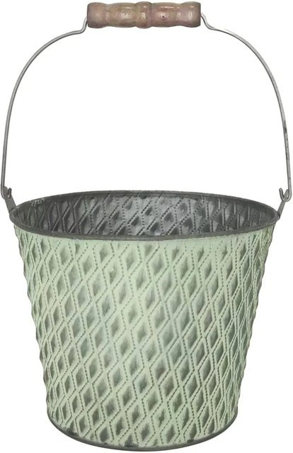 A.H.G. Verzinkter Eimer mit Henkel und Rautenstanzung in Grün, Durchmesser: 19,5 cm, Höhe: 15,5 cm - Bild 1