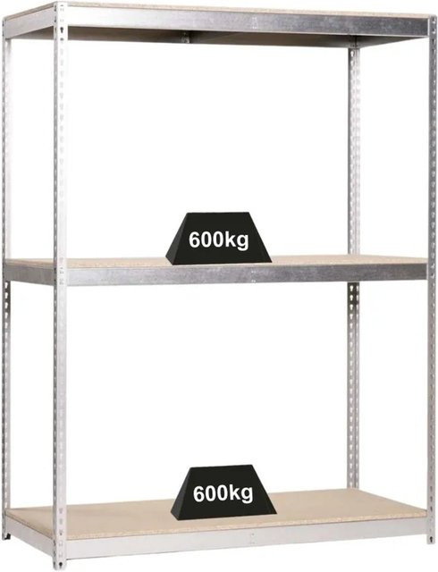 PROREGAL Schwerlastregal Wood Beast, 3 Ebenen, H x B x T: 200 x 150 x 75 cm, Fachlast 600 kg, grau, pulverbeschichtet - Bild 1
