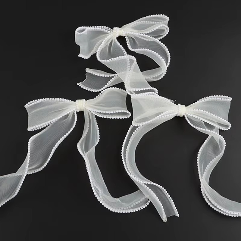 RIBBON HOUSE Organza Band mit Perlenrand für Hochzeitsdekoration und Geschenkverpackung, 3er-Paket, Farben: Pink und Weiß, Breite: 22,3 cm, Höhe: 14,5 cm - Bild 2