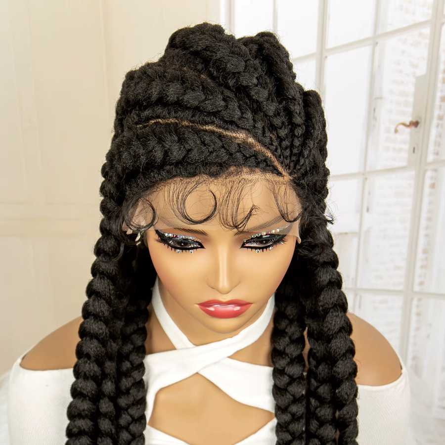 Ultimate Synthetische Vollspitze-Perücke, Geflochtene Box Braids, 36 Zoll, Damen - Bild 4