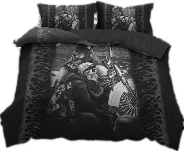 Diablo Bettwäscheset aus Mikrofaser in Schwarz mit Bettdeckenbezug und Kissenbezug, B/H: 135 x 100 cm - Bild 1
