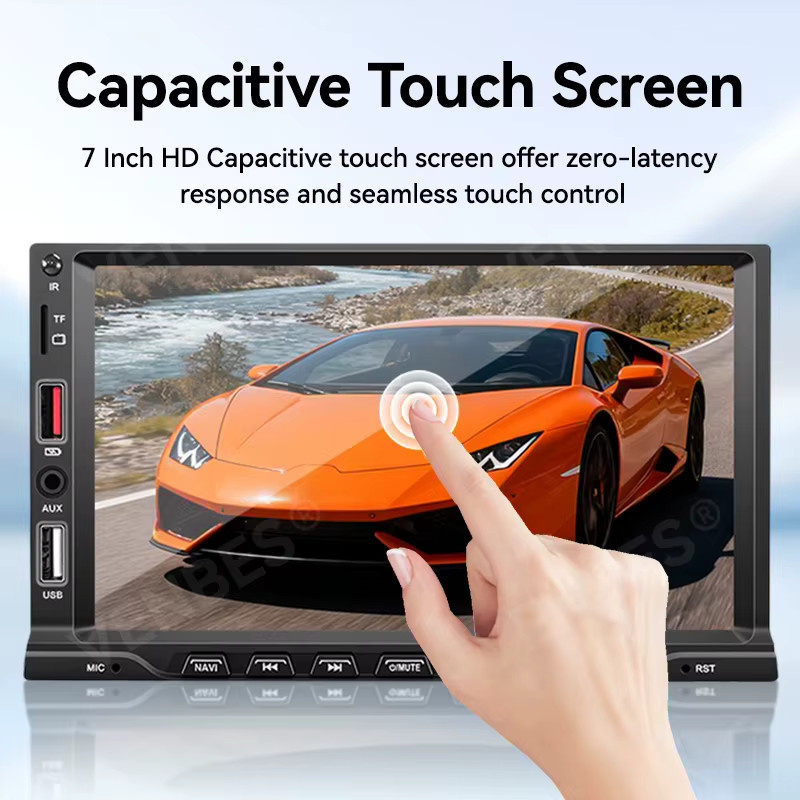 VENBES 1 DIN Autoradio mit 7 Zoll HD Touchscreen, Spiegelverbindung, Bluetooth 5.0, USB, TF, FM und Rückfahrkamera in Schwarz - Bild 5