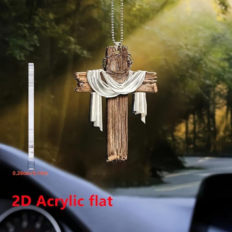 Yuyongzhi Kreuz-Hängeornament aus Acryl in Weiß für Auto, Haus und Garten - Bild 3