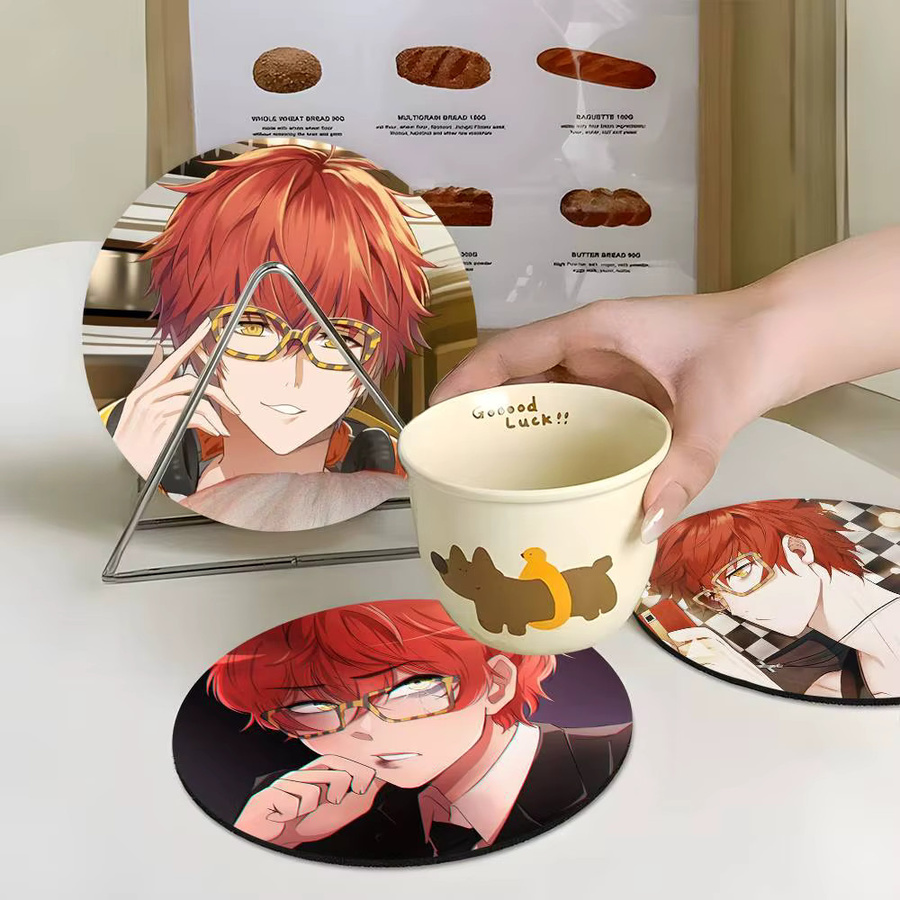 Holzuntersetzer Anime Mystic Messenger mit Farbdruck, rund, Mehrfarbig - Bild 6