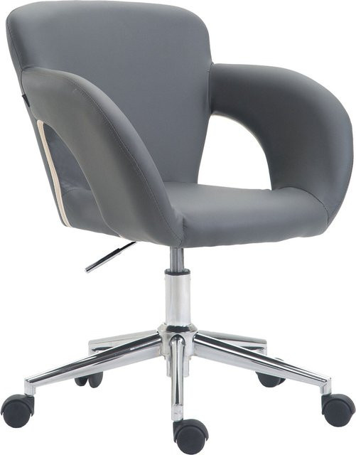TPFLiving Bürostuhl Eddy in Grau mit Armlehnen und Rollen für Home-Office und Büro, B/T/H: 62 x 62 x 120 cm - Bild 1