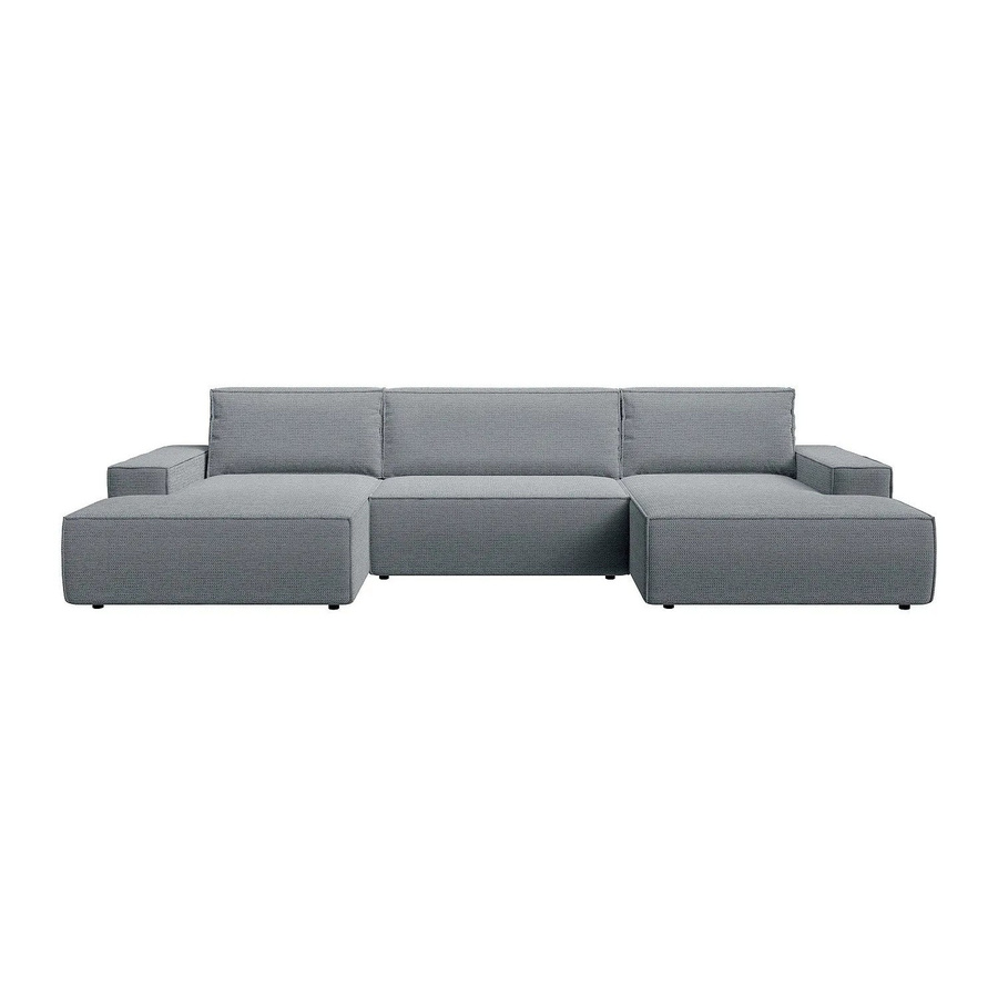 Vente-unique Schlafsofa Amelia in Grau mit Strukturstoff und Schlaffunktion - Bild 2