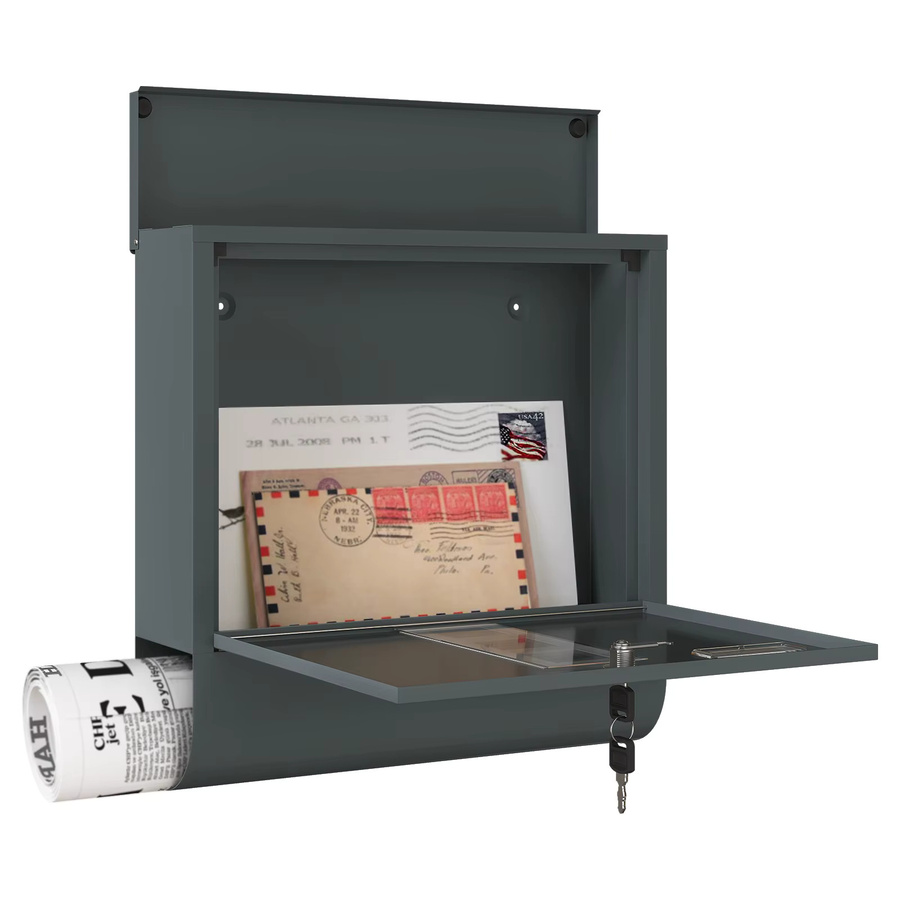 WOLTU Briefkasten aus Metall mit Schloss und Namensschild in Anthrazit - Bild 2