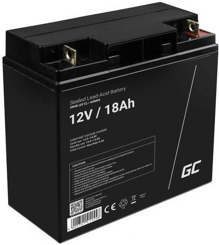 Green Cell AGM09 Blei-Gel Akku 12V 18Ah Schwarz B/H/T: 181 x 167 x 77 mm mit M5-Schraubanschluss zyklenfest und wartungsfrei - Bild 1