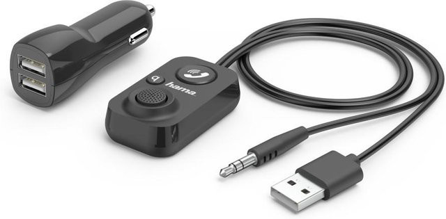 Hama Bluetooth-Audioempfänger und Freisprecheinrichtung für dein Kfz in Schwarz mit 3,5 mm Jack AUX-In - Bild 1