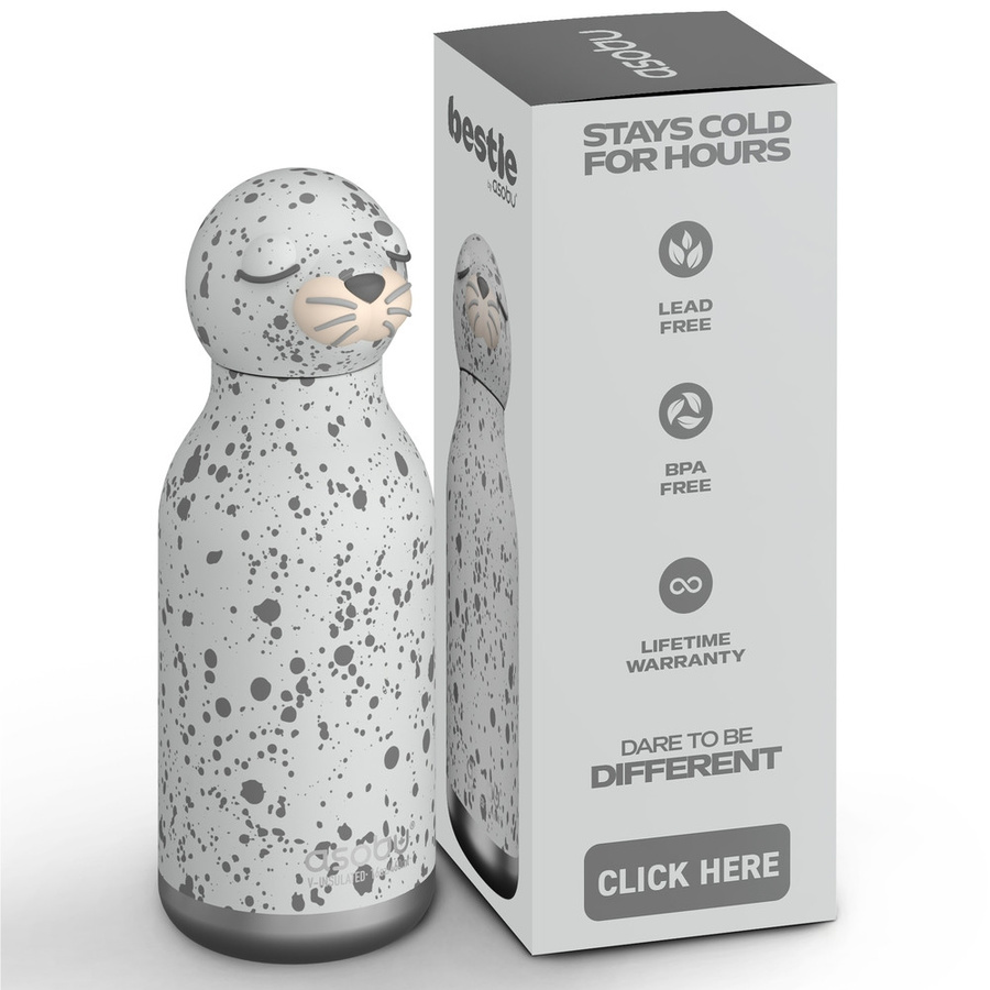 ASOBU Bestie Animal Trinkflasche Seelöwe in Weiß, Volumen: 0,76 l - Bild 1