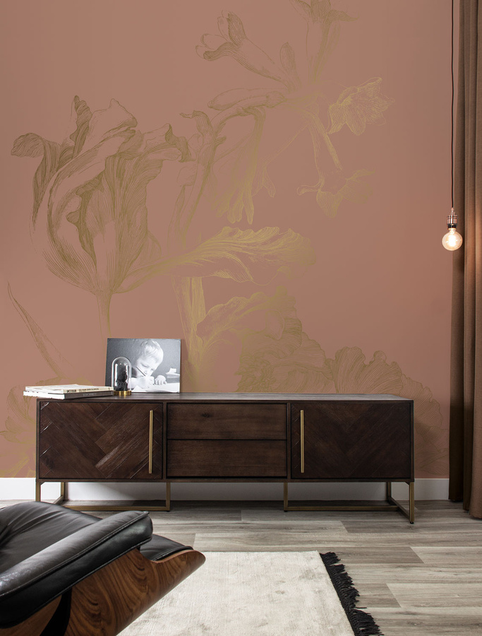KEK Amsterdam Mural Engraved Flowers Wandbild in Gold XL - Bild 1