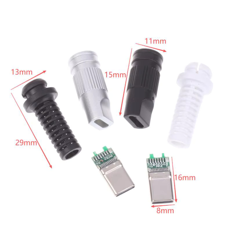 SD&HI USB-C 24Pin Typ-C Stecker mit 5 Lötstellen für Handy Reparatur und DIY Datenübertragung, Schwarz, 2/5 Stück - Bild 2