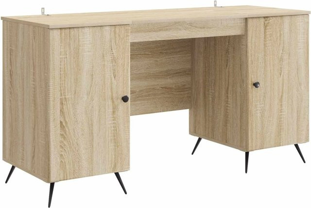 vidaXL Schreibtisch Sonoma-Eiche in Braun und Beige, moderner Schreibtisch aus Holzwerkstoff, B/T/H: 142,5 x 50 x 75 cm - Bild 1