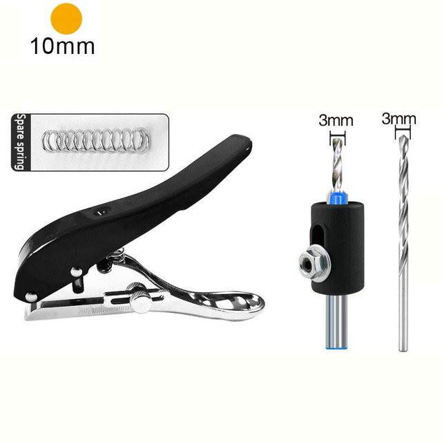 LETIITTGOO Einzellocher Stanzzange mit Skala für 8/10 mm Lochung, Schwarz - Bild 1