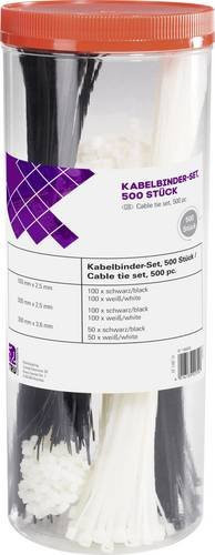 TRU Components Kabelbinder Set in Schwarz und Natur mit 3,60 mm Breite, 500 Stück - Bild 1
