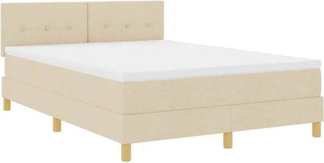 vidaXL LED Boxspringbett mit Matratze in Beige, Hybrid-Matratze mit USB-Anschluss und Unterbettbeleuchtung, B/T/H: 140 x 200 x 280 cm - Bild 1