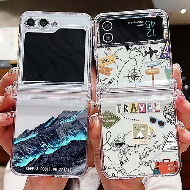 MOESOE Schutzhülle mit Schnee Berg Flugzeug Motiv für Samsung Galaxy Z Flip 7, Z Flip 6 und Z Flip 5, transparent - Bild 1