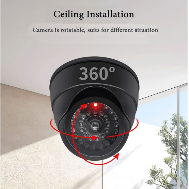 ELESECUR Dummy CCTV Überwachungskamera mit blinkender roter LED in Schwarz und Weiß - Bild 1