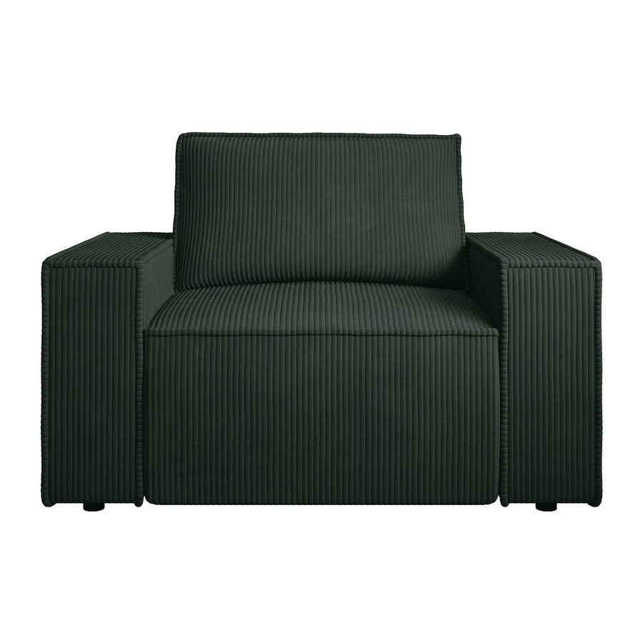 Vente-unique Sessel Amelia mit gerader Rückenlehne in Tannengrün und Cord-Bezug, Breite: 120 cm - Bild 2