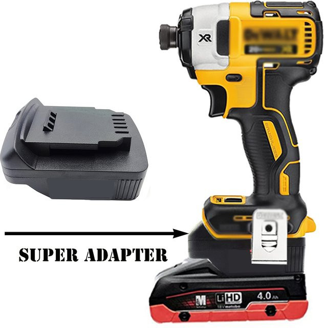 Akku-Adapter für Metabo 18 V Lithium Akkus zur Konvertierung für Dewalt 20 V Werkzeuge, Farbe: Schwarz - Bild 1