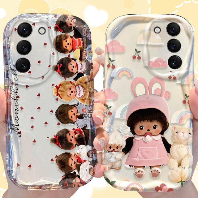 Kawaii M-monchhichis-s Schutzhülle für Samsung Galaxy S25 S24 S23 S22 S21 Ultra Plus S20 FE A73 A72 A71 A56 A55 A54 5G A52 4G Cover in Multicolour - Bild 1