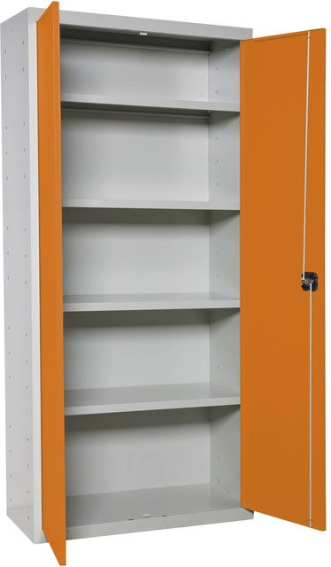 PROREGAL Stahlschrank AMEGO Metallschrank mit Flügeltüren in Orange-Grau, H x B x T: 180 x 60 x 40 cm - Bild 1