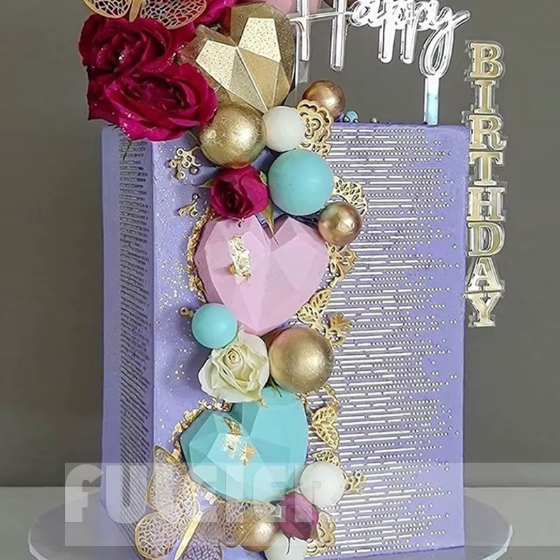Fuleier Kuchen Schablone mit Schimmer Rand für Fondant und Gebäck, Weiß, Kunststoff, Rechteckig - Bild 5