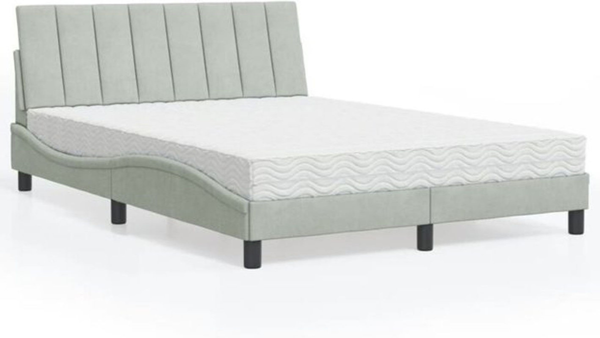 Polsterbett Hanko mit Matratze von vidaxl in Grau, Modernes Samt-Bett mit Metallgestell, B/T: 140 x 200 cm - Bild 1