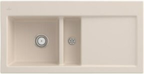 Villeroy & Boch Spüle Subway 60 CeramicPlus in Beige mit Ablaufgarnitur und Handwaschbecken für die Aufsatzmontage - Bild 1