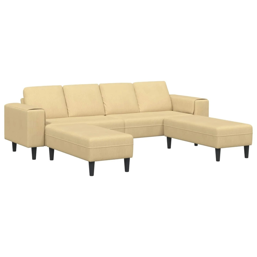 vidaXL Ecksofa in U-Form mit Kissen aus Cordstoff, Grau-Grün-Beige, B/T/H: 250 x 188 x 76 cm - Bild 1