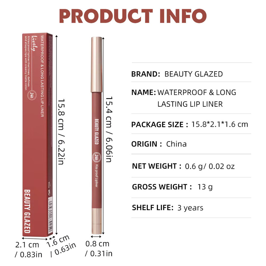 beauty glazed Artist Matte Velvet Lip Liner, 8 Farben, matt - Bild 4