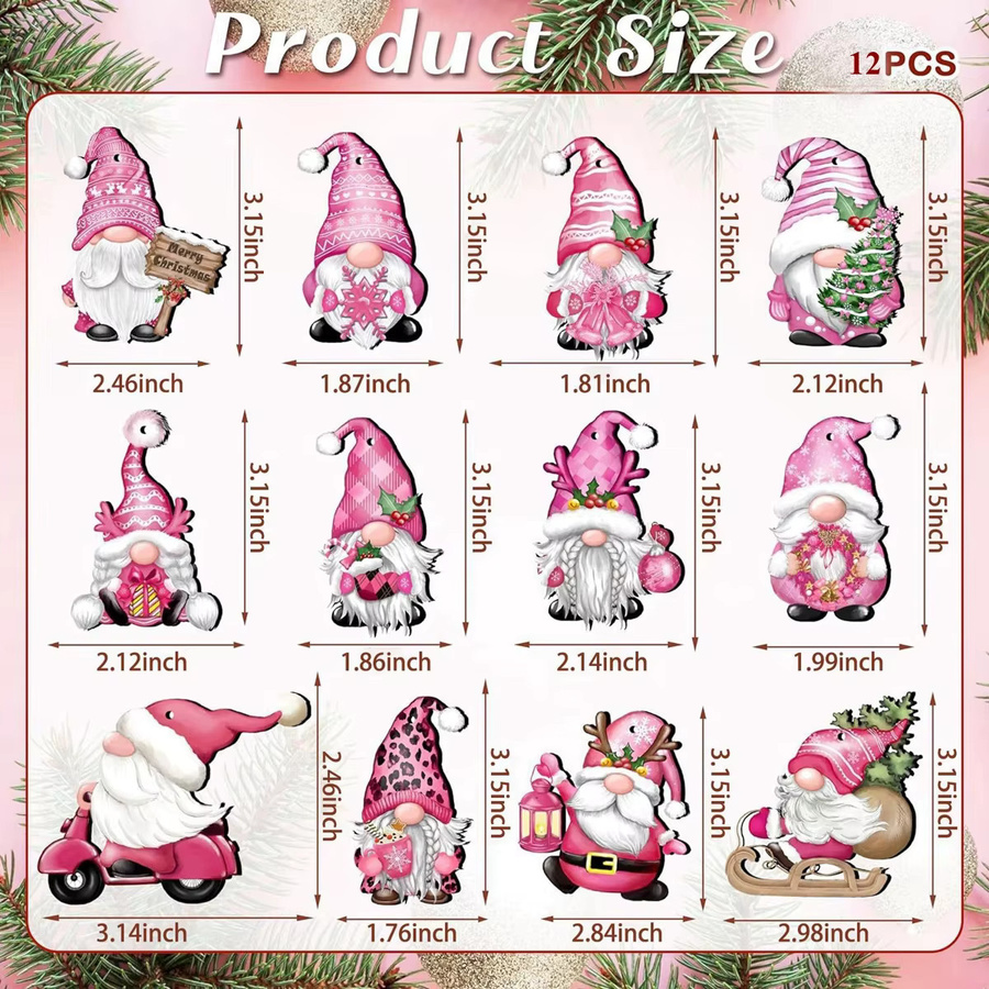 12 Stück Weihnachts-Holzornamente Santa Claus in Rosa und Blau für Kinder und Neujahr - Bild 2