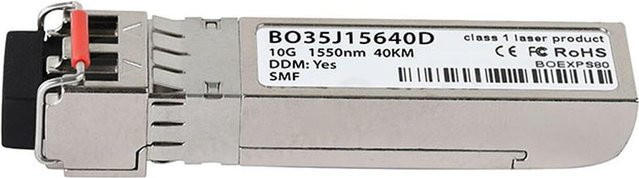 BlueOptics SFP+ Transceiver BO35J15640D, kompatibel mit NetOptics SFP+KT-ER, 10GBASE-ER, Singlemode Fiber, LC-Duplex, 1550nm, 40KM, Farbe: Silber - Bild 1