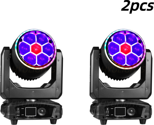 2er-Set HYULIGHTS Bee Eye Mini LED Moving Head RGBW 4in1 mit Halo-Effekt und DMX512-Steuerung in Schwarz - Bild 1