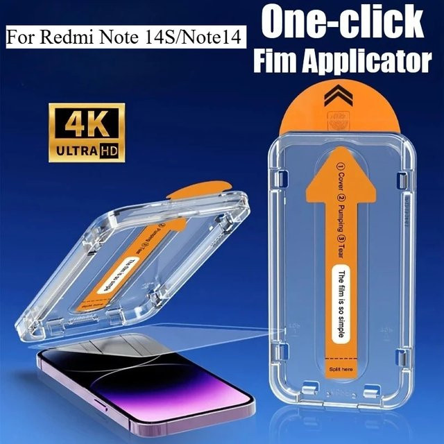 2 Stück Displayschutzfolien aus gehärtetem Glas für Xiaomi Redmi Note 14S, 14 4G und 14 5G, transparent, staubfreie einfache Installation - Bild 1