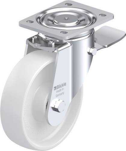 Blickle Lenkrolle 11627 LH-PO 175K-ST mit Feststeller, Rad-Durchmesser: 175 mm, Tragfähigkeit: 500 kg, Farbe: Weiß - Bild 1