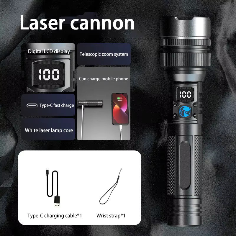 Xiaomi LED-Laser-Taschenlampe mit Display, wasserdicht IPX8, wiederaufladbar via Typ C, Schwarz - Bild 2