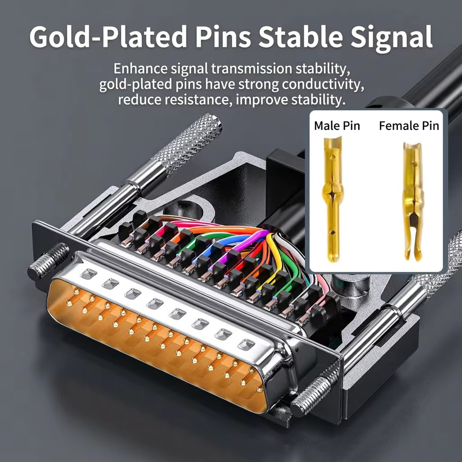 DIVEDEER DB25 Verlängerungskabel 25-Pin Parallel-Druckerkabel Stecker auf Buchse aus reinem Kupfer - Bild 3