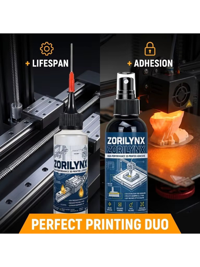 ZORILYNX 3D-Drucker-Set mit Kleber 100 ml für PEI-Glasbett-Haftung und Schmieröl 70 ml für mechanische Bewegungen - Bild 6