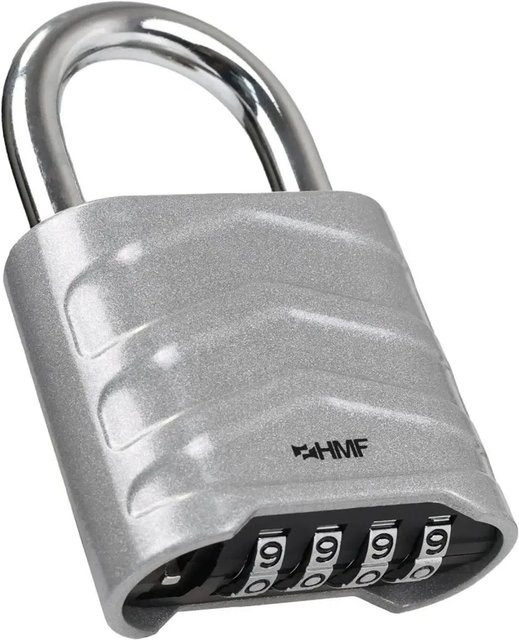 HMF 3508-09 Zahlenschloss mit 4-stelligem Code aus Aluminiumlegierung in Silber, H x B x T: 8,7 x 5,6 x 2,6 cm - Bild 1