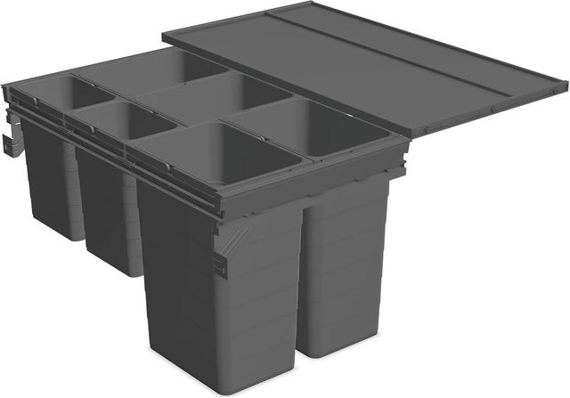 Ninka Mülltrennsystem Eins2fünf Einbaumülleimer mit 6 Fächern für Korpusbreite 900 mm, Dunkelgrau - Bild 1